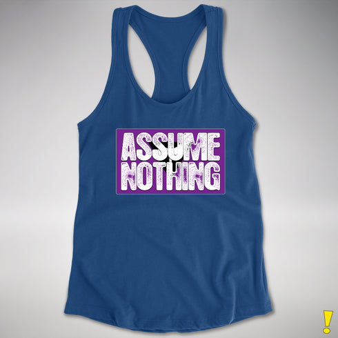 Assume Nothing Lesbian Labrys Pride Flag Racerback Tank - Royal